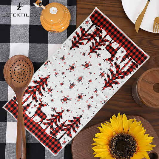 Cotton Linen Tea Towels Set Waffle Weave Kitchen Dish