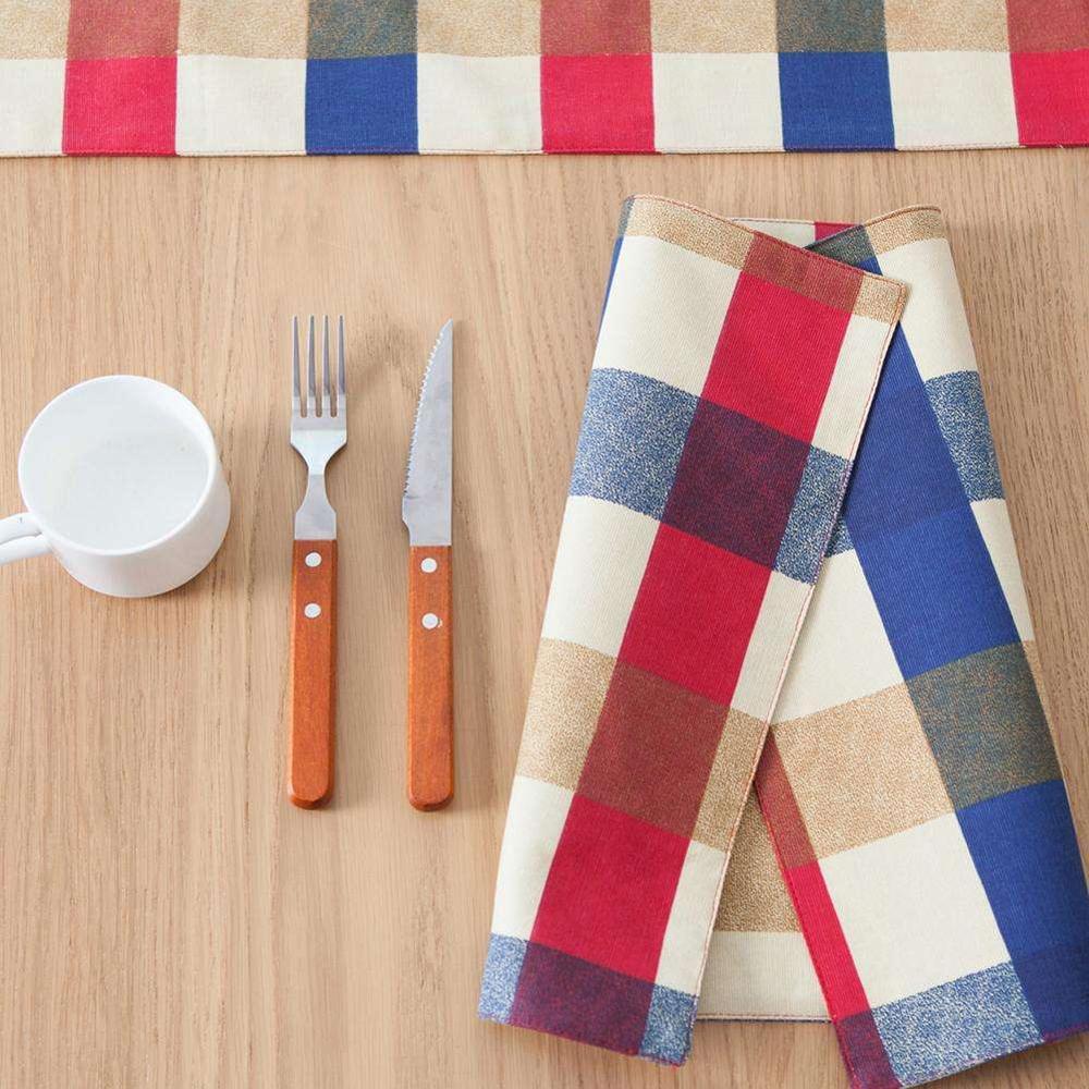 100 Cotton Linen Table Mat Placemat Checked Buffalo Plaid