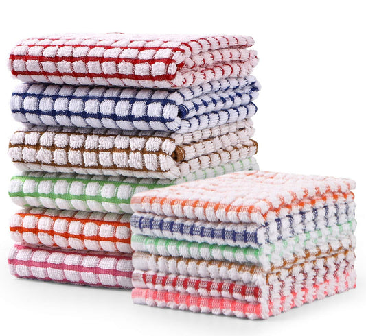 Striped And Printed Pure Cotton Dishcloths Set Quick Dry Square