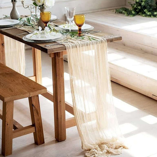 35 71inch Cotton Linen Table Runner Napkin Crumpled Cloth