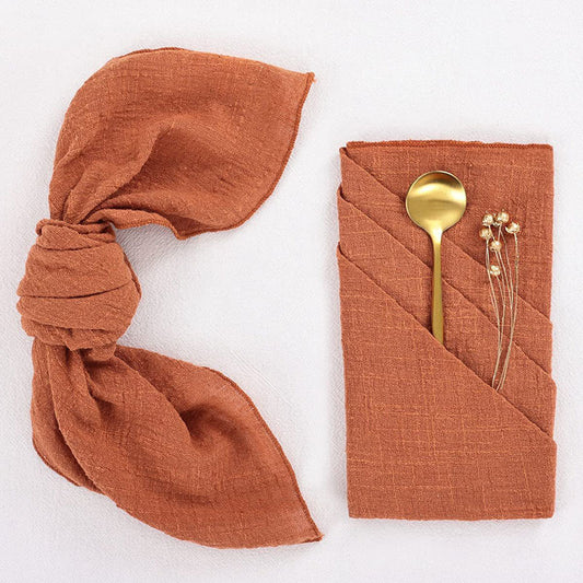 Edge Trimmed Slub Cotton Napkins Fabric Home Wedding Parties Popular