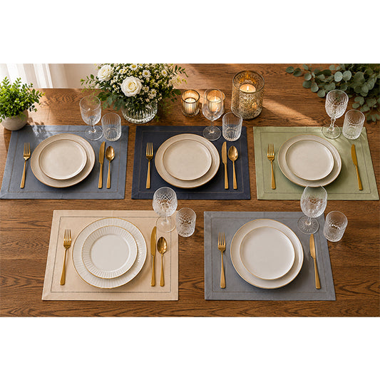 Cotton Linen Placemat Set Washable Woven Table Mats Dining